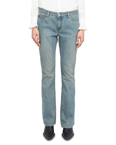 ZADIG & VOLTAIRE ECLIP DENIM HIGH RISE STUD TRIM IN LIGHT BLUE
