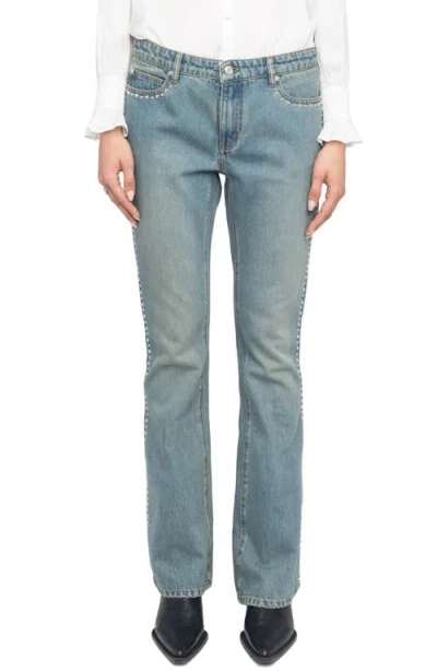 Zadig & Voltaire Eclip Denim High Rise Stud Trim In Light Blue