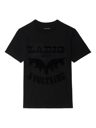 Zadig & Voltaire Edwin Bat-embellished Logo T-shirt In Black