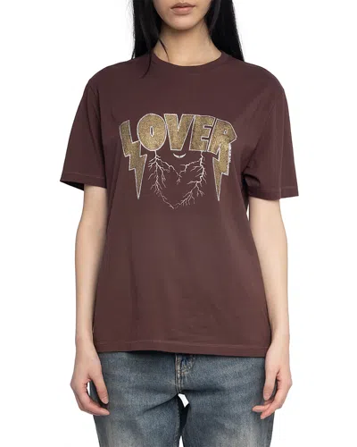 Zadig & Voltaire Edwin Hc Concert Lover Embellished Tee In Brown