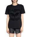 Zadig & Voltaire Edwin Crystal Embellished Flocked Logo T-shirt In Black