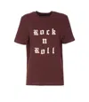 Zadig & Voltaire Crewneck Graphic Print Rock N Roll Beaded Top In Burgundy