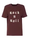 Zadig & Voltaire Crewneck Graphic Print Rock N Roll Beaded Top In Burgundy