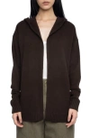Zadig & Voltaire Elbow Patch Wool & Cashmere Hooded Cardigan In Brown