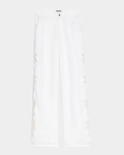 Zadig & Voltaire Elfy Cotton Linen Embroidered Pants