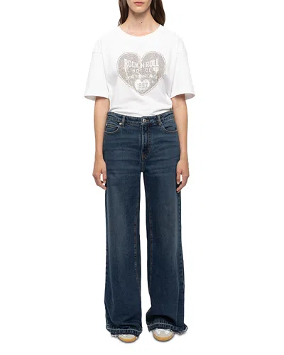 Zadig & Voltaire Eli High Rise Wide Leg Jeans In Medium Blue
