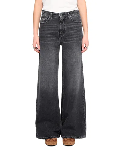 Zadig & Voltaire Eli High Rise Wide Leg Jeans In Medium Grey In White