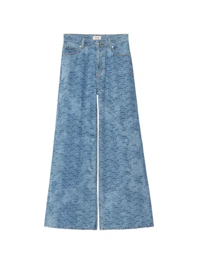 Zadig & Voltaire Eli Zv Monogram-pattern Jeans In Burgundy