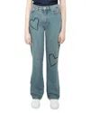 Zadig & Voltaire Womens Light Blue Elio Heart-embroidered Wide-leg Denim Jeans In Blue