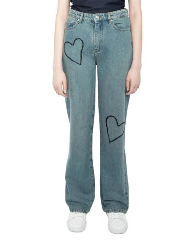 ZADIG & VOLTAIRE ELIO HEART HIGH RISE JEANS IN LIGHT BLUE