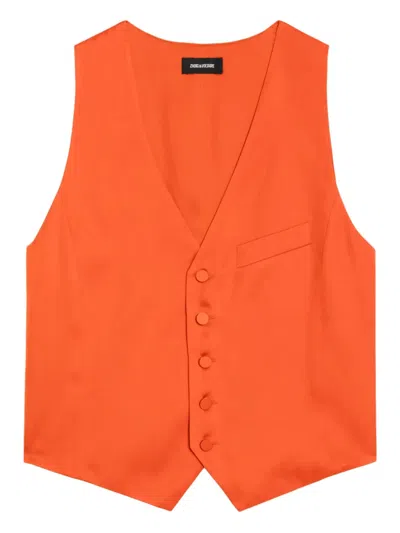 Zadig & Voltaire Emaus V-neck Waistcoat In Orange