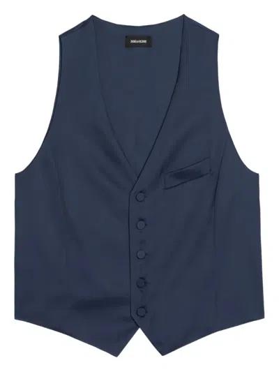 Zadig & Voltaire Emaux Button Waistcoat In Blue