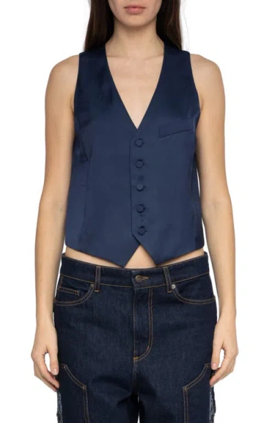 Zadig & Voltaire Emaux Sleeveless Satin Top In Blue