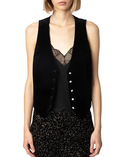 Zadig & Voltaire Emaux Velvet Vest In Black