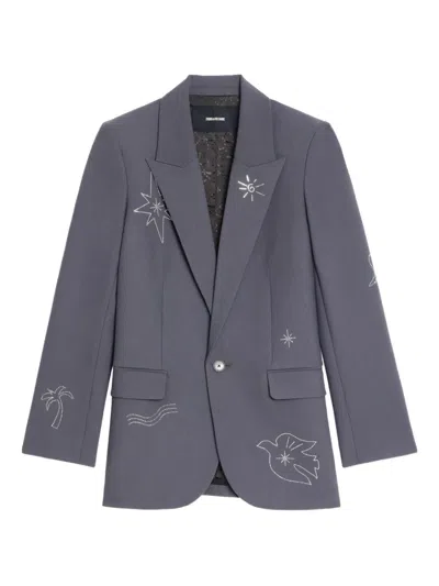Zadig & Voltaire Embellished Blazer In Gray