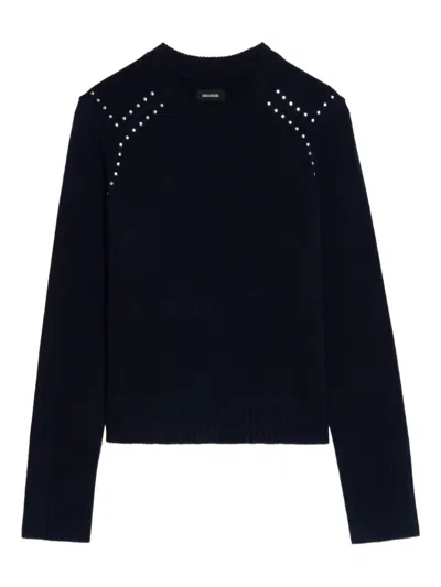 Zadig & Voltaire Embellished-shoulder Crew-neck Sweater In Multi