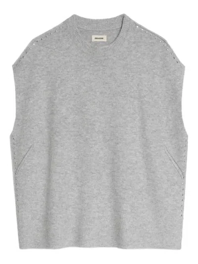 Zadig & Voltaire Embellished Sleeveless Sweater In Gray