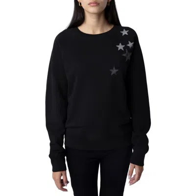Zadig & Voltaire Embellished Star Cotton Sweatshirt In Black