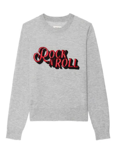 Zadig & Voltaire Womens Gris Chine Clai Miss Rock N Roll Cashmere Jumper In Gray