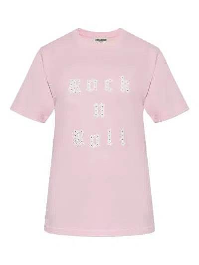 Zadig & Voltaire Embellished T-shirt In Pink