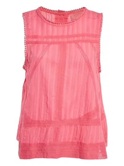 Pre-owned Zadig & Voltaire Embellished-trim Sleeveless Top In Pink