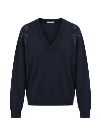 Zadig & Voltaire Embellished V-neck Sweater In Blue