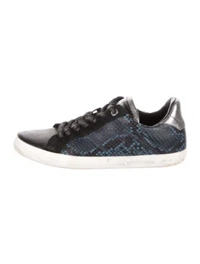 Pre-owned Zadig & Voltaire Embossed Leather Animal Print Sneakers In Black