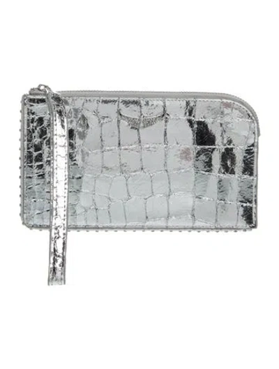 Pre-owned Zadig & Voltaire Embossed Leather Clutch In Blue