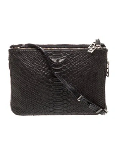 Pre-owned Zadig & Voltaire Embossed Leather Crossbody Bag In Black