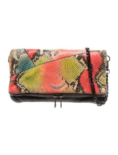 Pre-owned Zadig & Voltaire Embossed Leather Shoulder Bag In Black