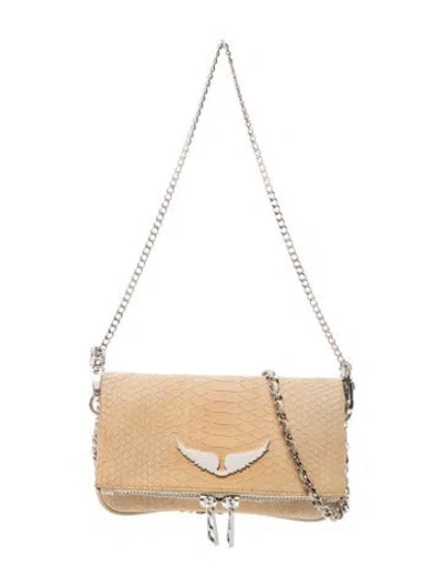 Pre-owned Zadig & Voltaire Embossed Leather Shoulder Bag In Neutral