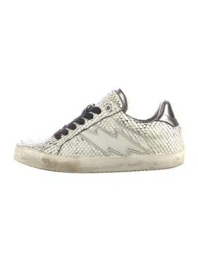 Pre-owned Zadig & Voltaire Embossed Leather Sneakers In White