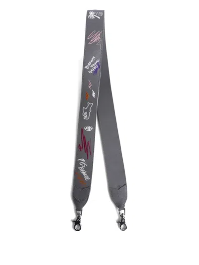 Zadig & Voltaire Embroidered Bag Strap In Gray