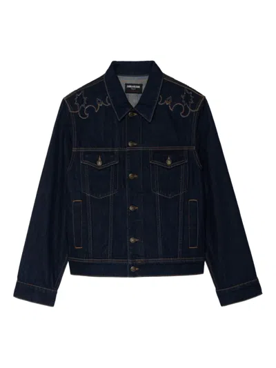 Zadig & Voltaire Bases Western Denim Jacket In Blue