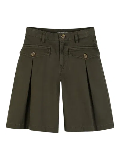 Zadig & Voltaire Kids' Embroidered-detail Pleated Shorts In Green