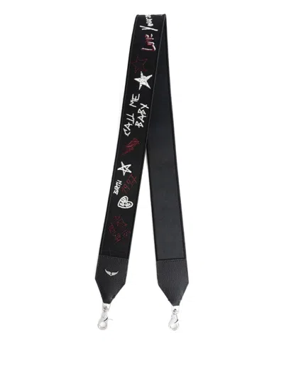 Zadig & Voltaire Embroidered-details Bag Strap In Black