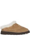 Zadig & Voltaire Embroidered Fur-trimmed Mules In Brown