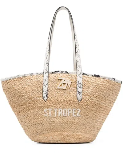 Zadig & Voltaire Embroidered-logo Basket Tote Abg In Brown