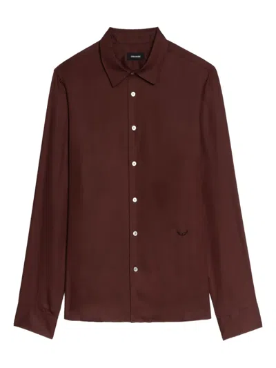 Zadig & Voltaire Embroidered Long-sleeve Shirt In Brown