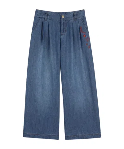 Zadig & Voltaire Kids' Embroidered Pleated Jeans In Blue