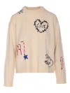 Zadig & Voltaire Crew Neck Knitwear With Long Sleeves And Embroidery In Neutral