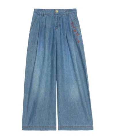 Zadig & Voltaire Kids' Embroidery Jeans In Blue