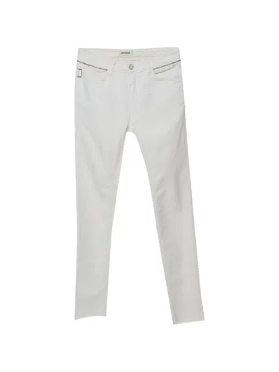 Pre-owned Zadig & Voltaire Eva Logo-patch Jeans In White