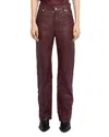Zadig & Voltaire Evy Crushed Lambskin Leather Pants In Burgundy