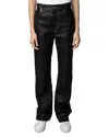 Zadig & Voltaire Evy Crinkled Leather Flared Pants In Multi