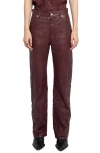 Zadig & Voltaire Evy Crushed Lambskin Leather Pants In Burgundy
