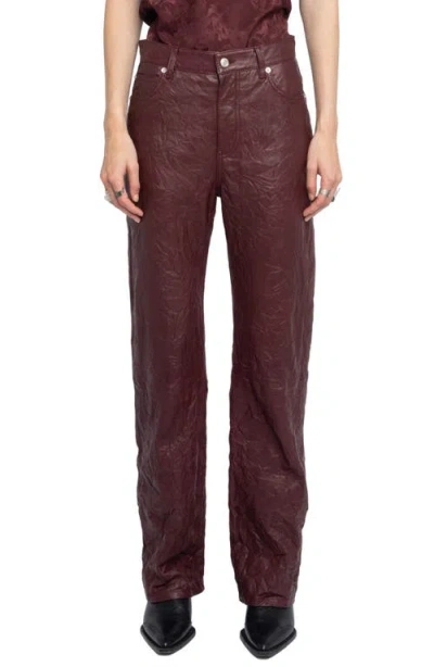 ZADIG & VOLTAIRE ZADIG & VOLTAIRE EVY CRUSHED LAMBSKIN LEATHER PANTS