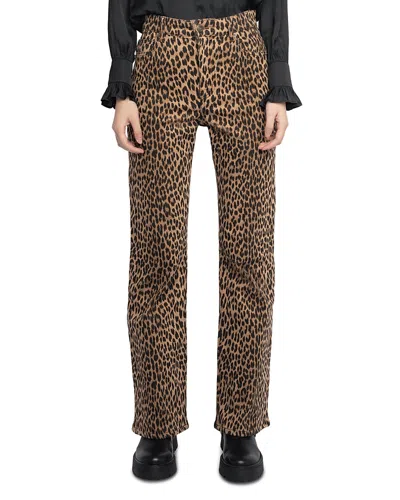 ZADIG & VOLTAIRE EVY HIGH RISE LEOPARD PRINT JEANS IN DAIM