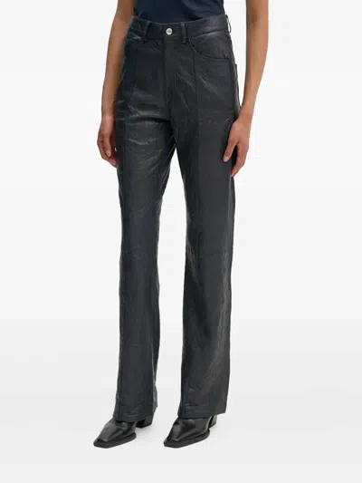 Zadig & Voltaire Evy Leather Trousers In Blue