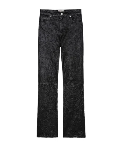 Zadig & Voltaire Evy Pleated Leather Pants In Black